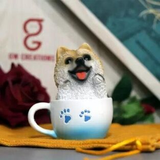 Fancy Home Cute Dog in Mug Decorative Statue