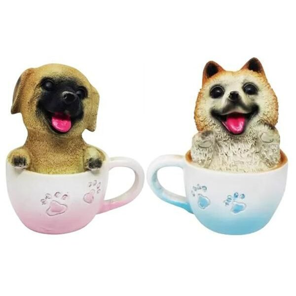 Home Decor Cute Dog in Mug Decorative Statue