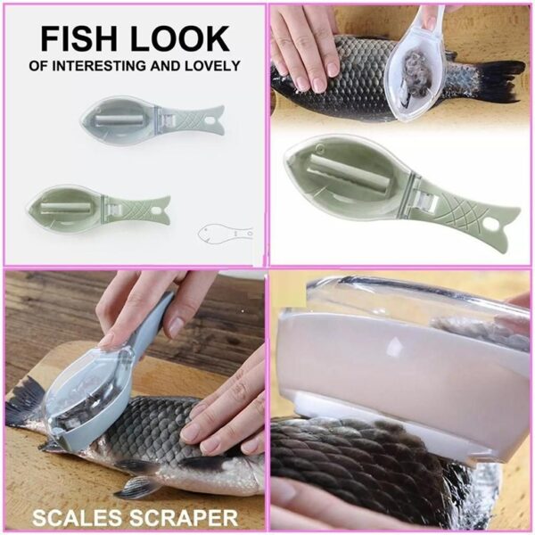 Fish Scale Scraper - Fish Scaler Sawtooth Scale Descaler Scraper Cleaner Fish Scales Brush Shaver Remover Scale Knife (STY-2208356) - Image 2