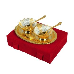 Gold Plated Bowls and Tray Set