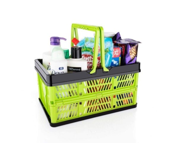 Green Plastic Portable Folding Storage Basket