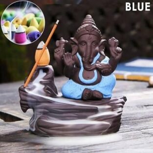 Incense Holder Handcrafted Meditation Monk Ganesha Smoke Backflow Cone