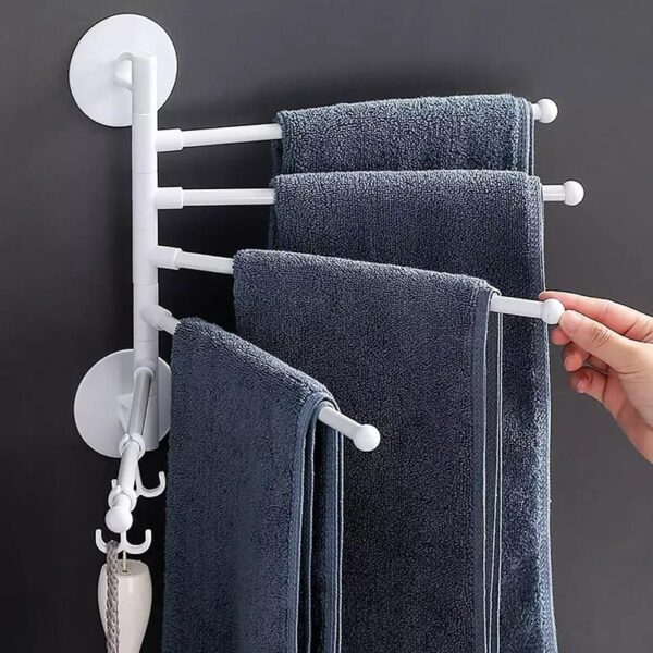 Hanging Towel Rack - No Hole Bathroom Household Hanging Rack Toilet Wall Suction Type Nail Free Towel Pole (Pack of 1)