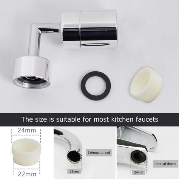 Faucet Sprayer Head 720° Rotatable Splash Filter Flexible Bathroom Tap Extender (KDB-2320721) - Image 5