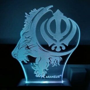 Lion With Sikh Symbol LED 3D Illusion Night Lamp