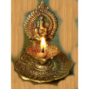 Oxide Metal Ganesh Idol with Oil Lamp Diya