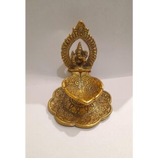 Oxide Metal Decorative Ganesh Idol Showpiece with Oil Lamp Diya