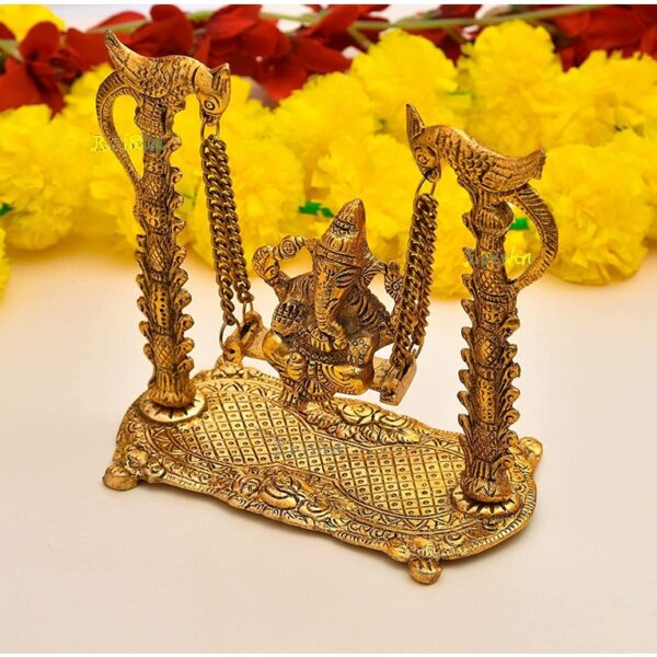 Ganesha Showpiece Oxide Metal Handcraft Jhula Swing Decorative