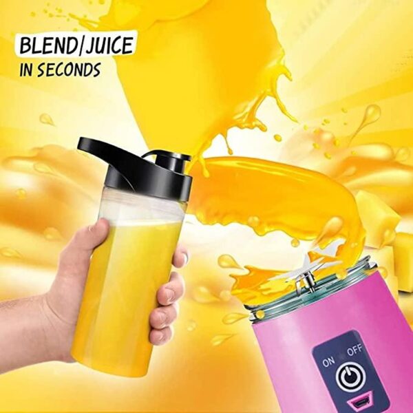 Portable Electric USB Juice Maker Bottle, Blender Grinder Mixer, Rechargeable Bottle with 6 Blades (STY-2377744) - Image 4