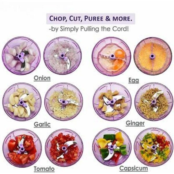 Purple Plastic 2 in 1 Handy Turbo Vegetable Chopper 900 ml (STY-2389724) - Image 3