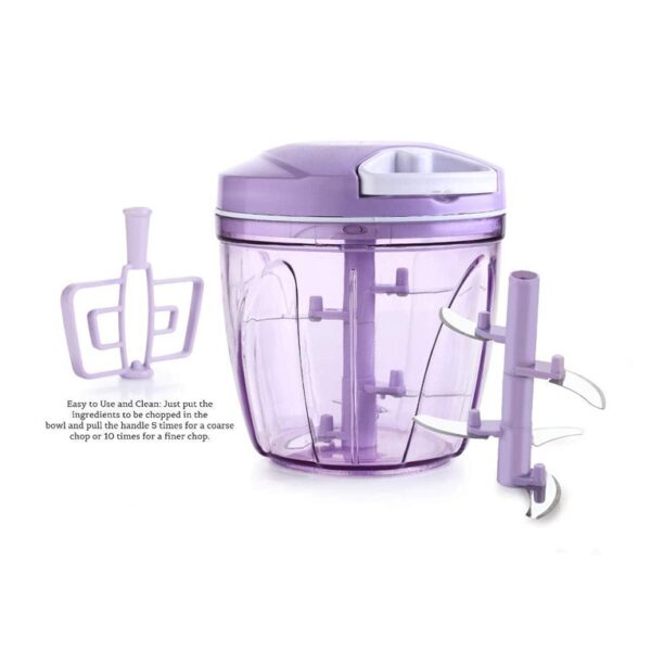 Purple Plastic 2 in 1 Handy Turbo Vegetable Chopper 900 ml (STY-2389724) - Image 5