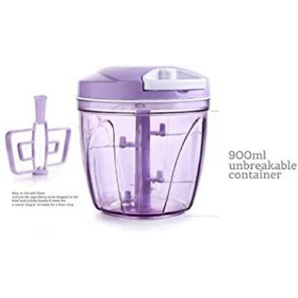 Purple Plastic 2 in 1 Handy Turbo Vegetable Chopper 900 ml (STY-2389724) - Image 6