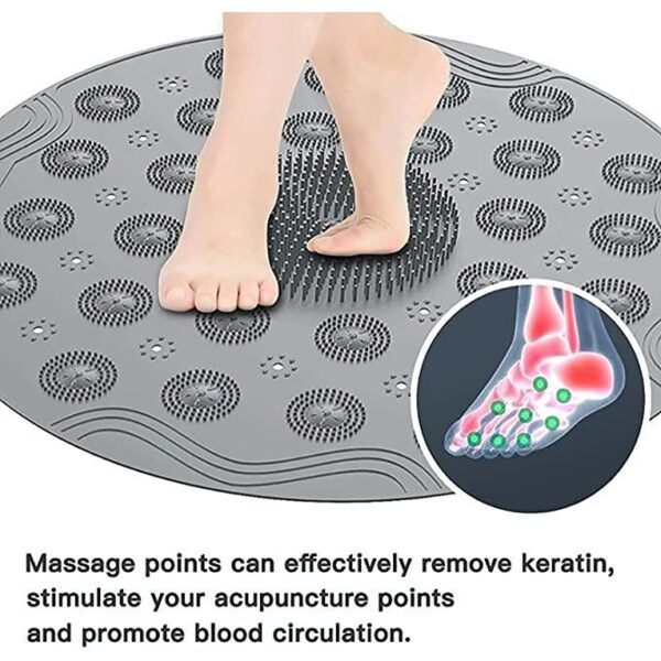 Shower Mat Round Shape Non-Slip Bath Mat Massage Silicone Mat With Suction Cup and Drainage Hole, Machine Washable (KDB-2209596) - Image 2