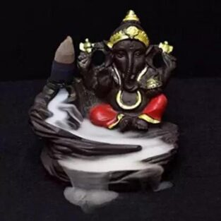Ganesha Backflow Incense Burner with 10 Smoke Backflow Incense Cones (10 cm)