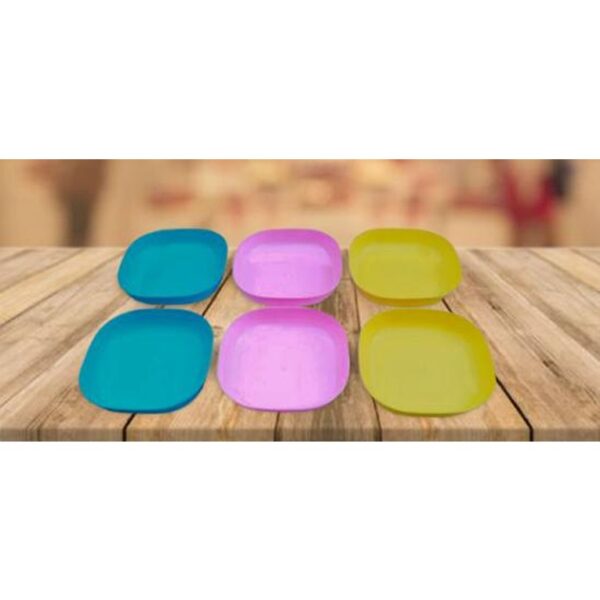 Square Plastic Dinner Plate Set (Set of 6 Pcs)