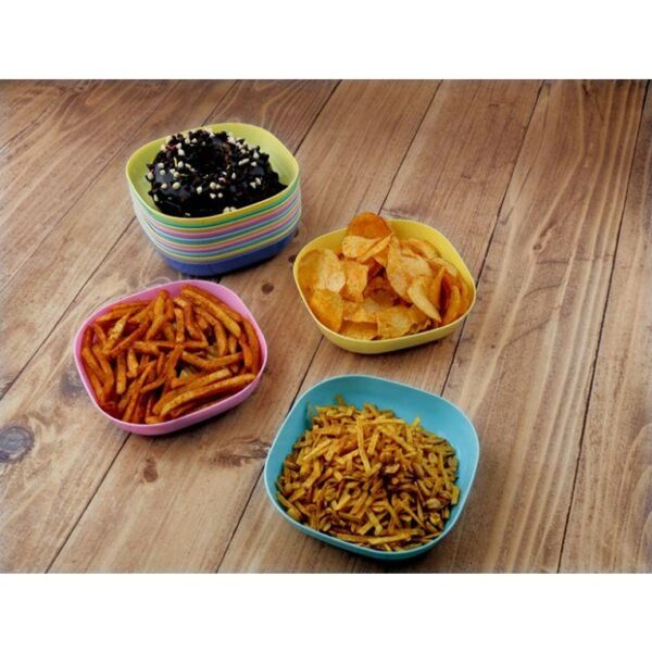 Square Plastic Dinner Plate Set (Set of 6 Pcs) - Image 2