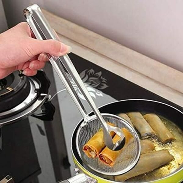 Stainless Steel 2 in 1 Fry Tool Filter Spoon Snack Strainer with Clip (STY-1573922) - Image 2