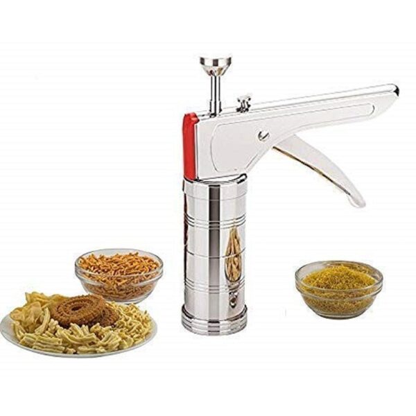 Stainless Steel Kitchen Press with 15 Different Types of Jalies, Murukku Maker, Bhujiya Maker, Cookies, Namkeen