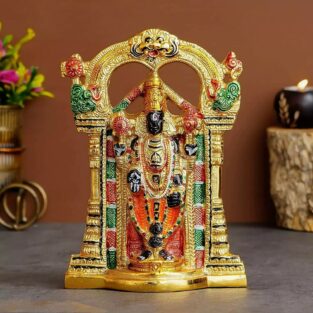Embrace Divine Blessings with Tirupati Balaji Murti - Sri Venkateswara Idol in Gold Metal, 24 cm