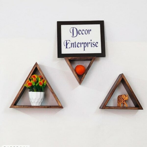 Wooden Triangle Wall Shelves