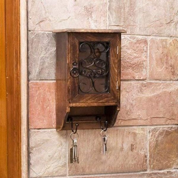 Key Rack Cabinet Wooden Wall Hanging