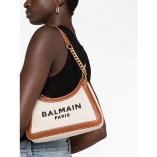 Balmain Paris Handbag B Army With Original Box and Dust Bag (Apricot Brown)