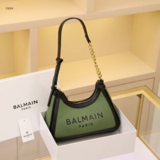 Balmain Paris Handbag B Army With Original Box and Dust Bag (Green Black)