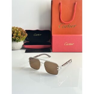 Cartier Sunglasses For Men Sliver Brown