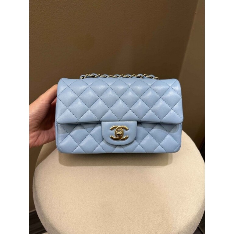 Chanel Bag Flap Mini Blue With Box