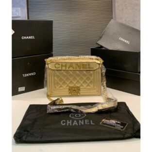 Chanel Bag Le Boy gold Caviar Gold 67