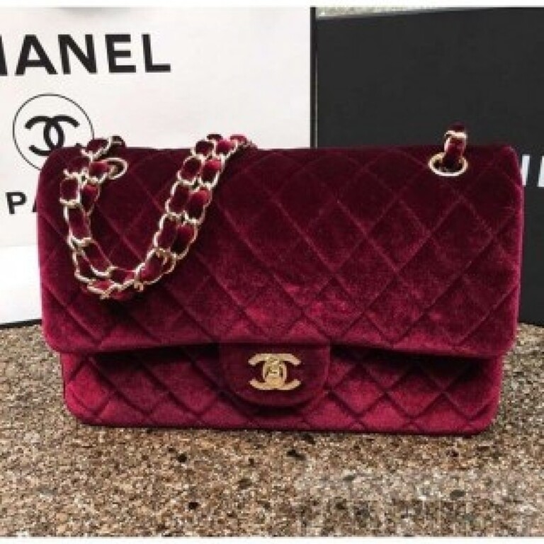 Chanel Handbag Paris Velvet Edition With Dust Bag (Red) (S5)