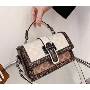Coach Handbag Studded Bag With Box & Dust Bag & Sling Belt