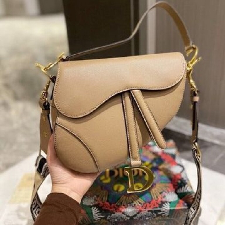 Dior Handbag Saddle Leather Khaki With OG Box