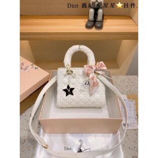 Dior Lady Handbag My ABC Elite Quality With OG Box & Dust Bag & Scarf WIth Star Charm (White - 292)