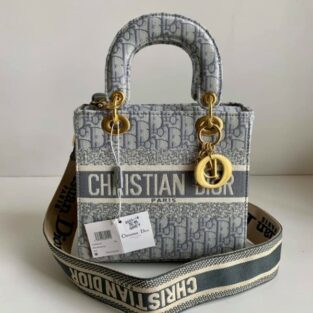 Dior lady Handbag with og box and dust bag grey 119