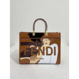 Fendi Handbag Roma Tote With Dust Bag Premium Quality (Brown)