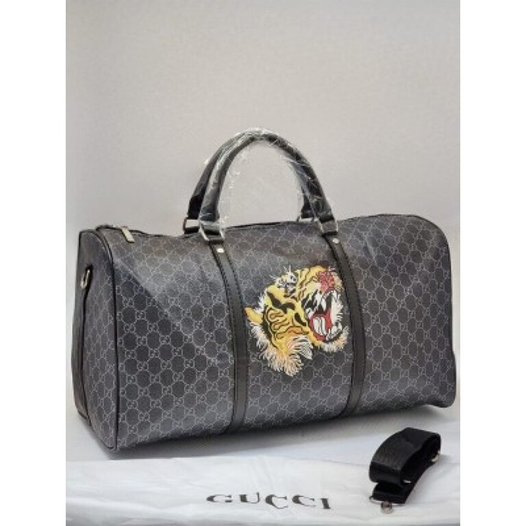 Gucci Bag Duffle With Dust Bag and Sling (Black) (S7)