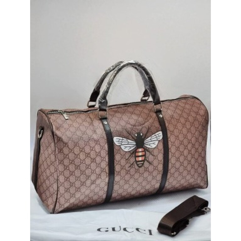 Gucci Bag Duffle With Dust Bag and Sling (Brown) (S7)