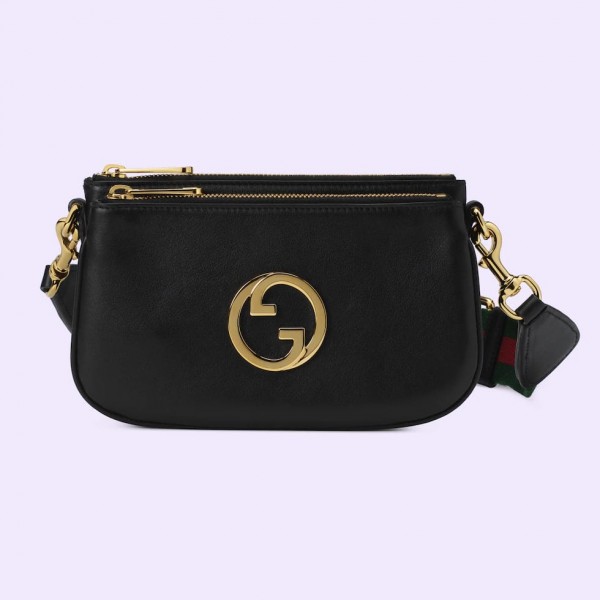 Gucci GG Blondie Pochette Monogrammed Shoulder Bag With OG Box & Dust Bag (Black - 362)
