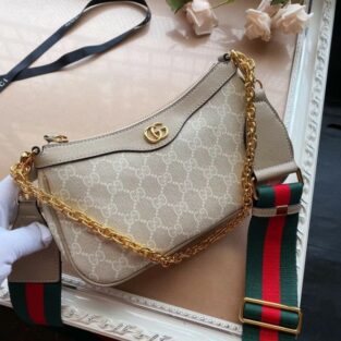 Gucci GG Handbag 08 Ophidia Shoulder Bag With OG Box Dust Bag Beige