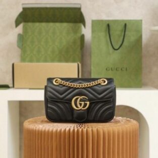 Gucci Handbag Mormont Black Gold Premium Bag With Box (GG-1081)