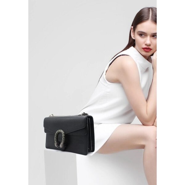 Leather Gucci Handbag Dionysus Shoulder Bag With OG Box & Dust Bag (Black - 251)