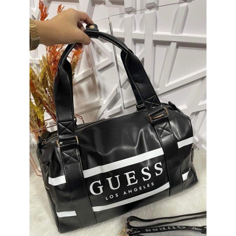Guess Handbag Angeles Mini Duffle With Dust Bag and Sling Black (S8)