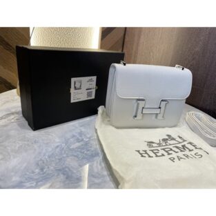 Hermes Paris Handbag 113 White With Original Band Dust Bag