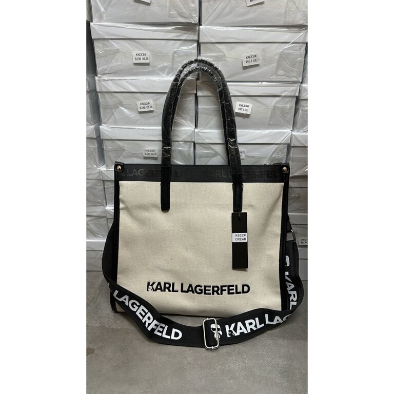 Karl Handbag Lagerfeld Casab Tote With Dust Bag (White)