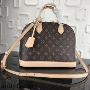 Louis Vuitton Bag alma with sling and dust bag without lock (coffee brown monogram) (s12)