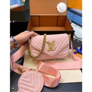 Louis Vuitton Handbag New Wave Pochette With OG Box and Bill With Chain Sling Pouch (Pink)