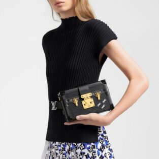 Louis Vuitton Handbag Petite Malle Black 44
