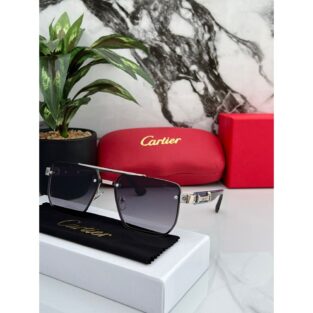 Men's Cartier Sunglasses 5126 Silver Black Shaded