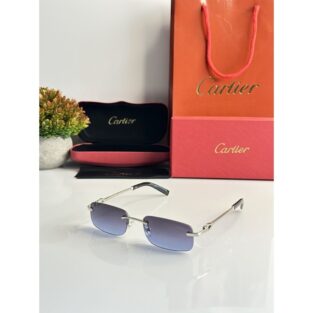 Men's Cartier Sunglasses 7827 Silver Blue